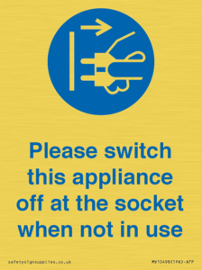 Please switch this appliance off at the socket when not in use